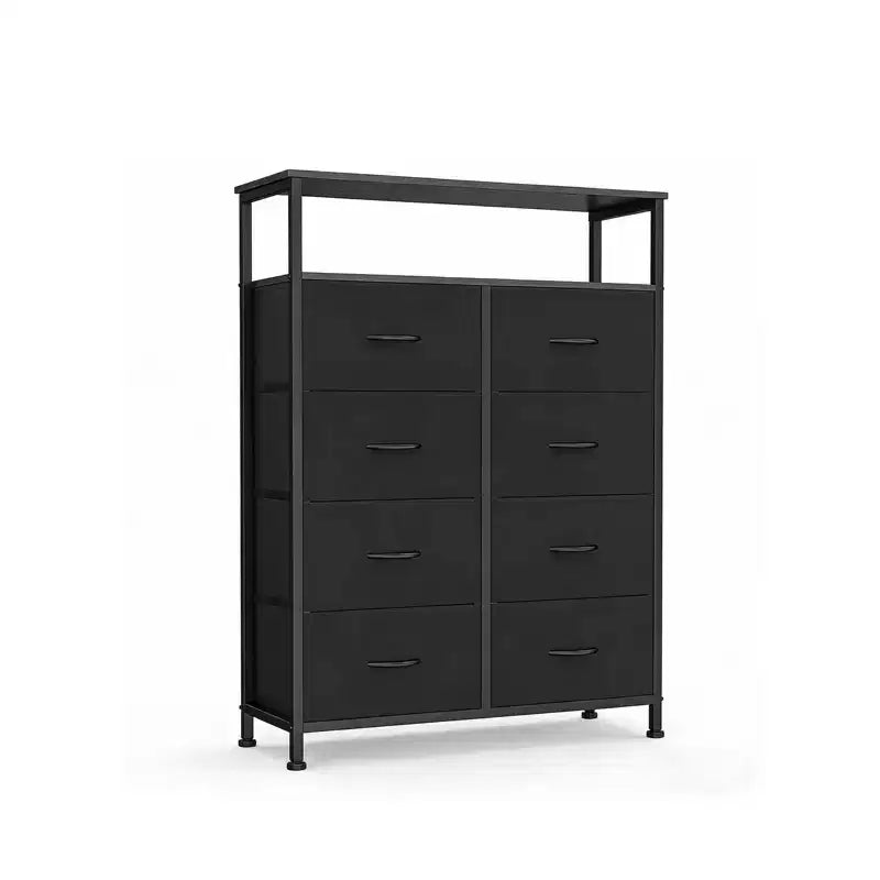 MAYEERTY Commode en tissu à 8 tiroirs de 116,5 cm, Armoire de rangement haute avec étagère ouverte pour chambre à coucher ou placard