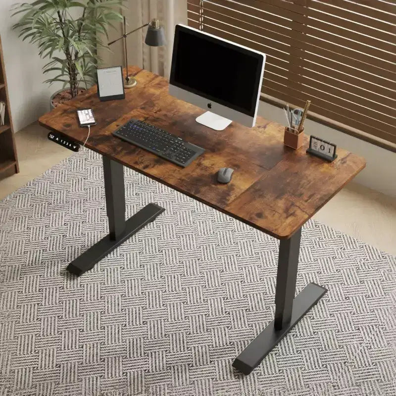 NAYSAYE Bureau Debout Réglable en Hauteur Table de Travail Assise/Debout Table d'appoint pour Bureau à Domicile Espace de Travail, Marron, 48*24*45