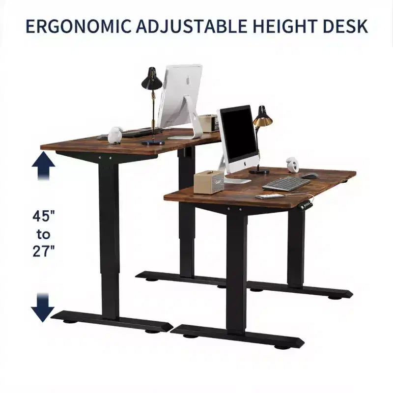 NAYSAYE Bureau Debout Réglable en Hauteur Table de Travail Assise/Debout Table d'appoint pour Bureau à Domicile Espace de Travail, Marron, 48*24*45