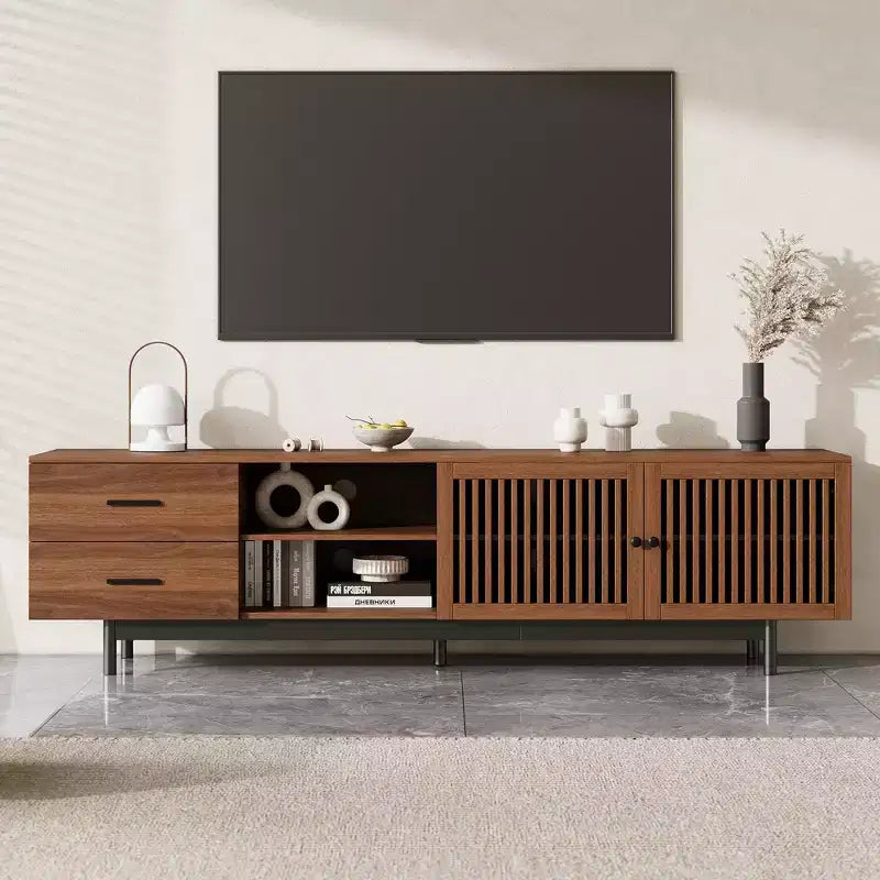 78 Fluted TV Stand for TVs Up to 85, Mid Century Modern Entertainment Center with Storage Drawers & Soft-Closing Door