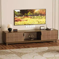 70 Fluted TV Stand in Walnut for TVs up to 75 - Mid-Century Modern Media Console with Hidden Storage, Adjustable Shelves and Cable Management