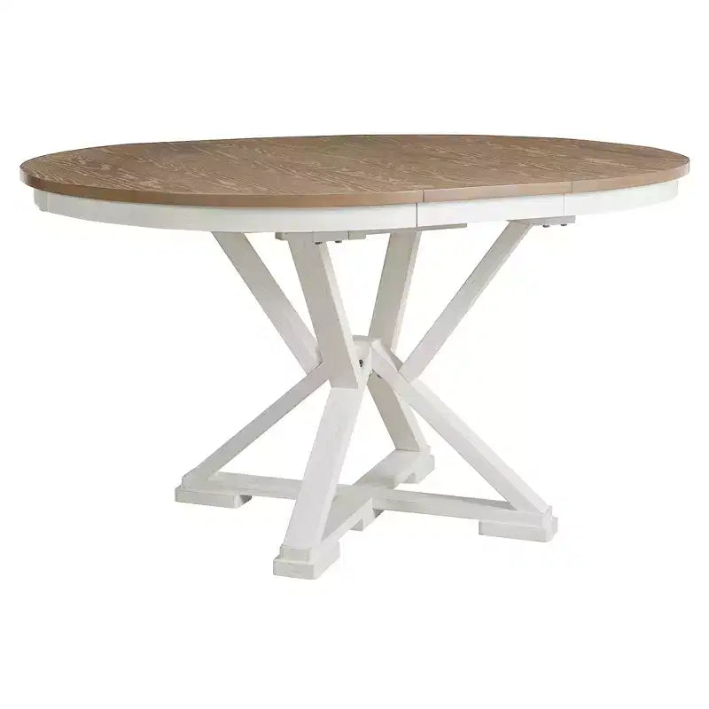 Ensemble de salle à manger rond extensible de style rustique pour 4 personnes, ensemble table et 4 chaises de salle à manger rembourrées pour salle à manger