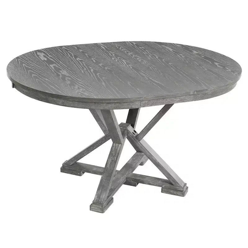 Ensemble de salle à manger rond extensible de style rustique pour 4 personnes, ensemble table et 4 chaises de salle à manger rembourrées pour salle à manger