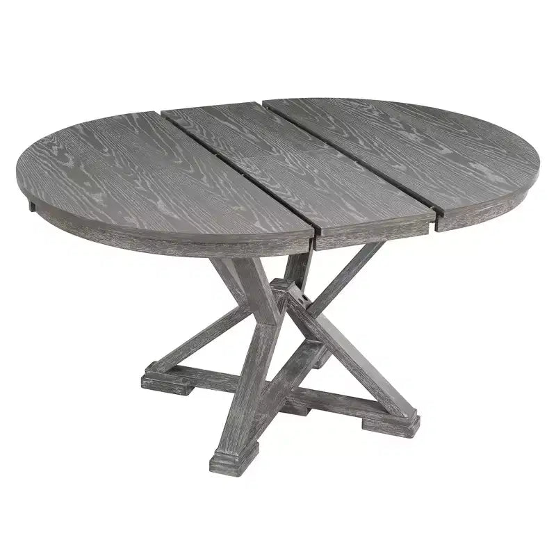 Ensemble de salle à manger rond extensible de style rustique pour 4 personnes, ensemble table et 4 chaises de salle à manger rembourrées pour salle à manger