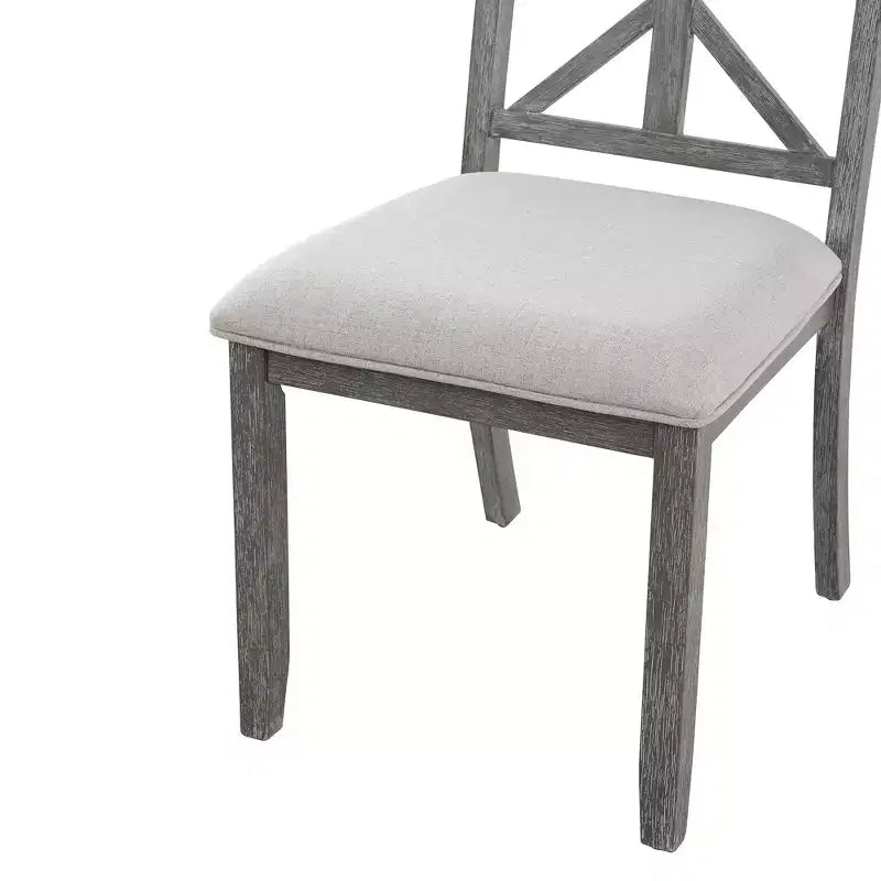 Ensemble de salle à manger rond extensible de style rustique pour 4 personnes, ensemble table et 4 chaises de salle à manger rembourrées pour salle à manger
