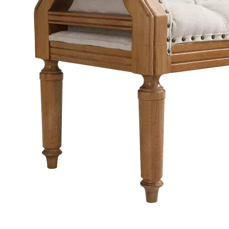 Banc de lit rembourré classique, ottoman capitonné, banc à chaussures de style Mid-Century pour entrée, tabouret de coiffeuse rembourré avec accoudoirs roulés - ModernLuxe