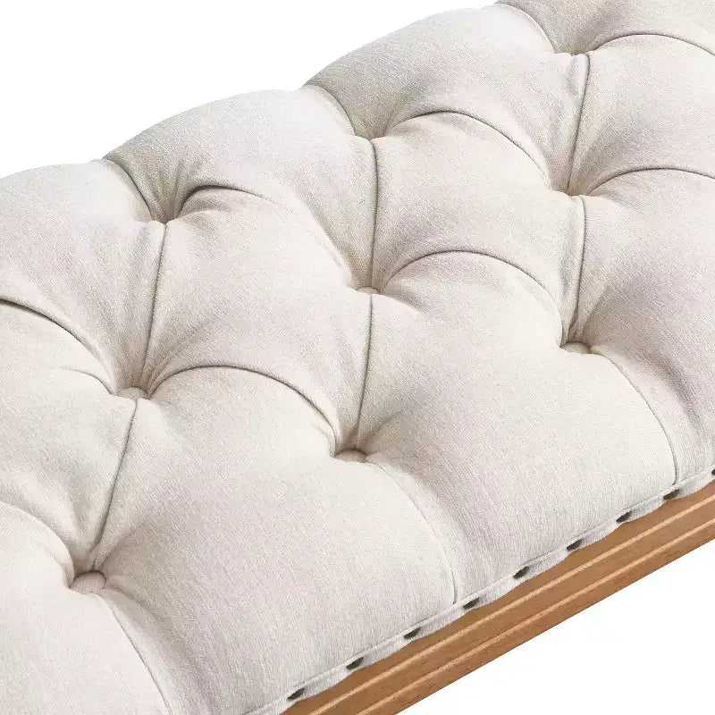 Banc de lit rembourré classique, ottoman capitonné, banc à chaussures de style Mid-Century pour entrée, tabouret de coiffeuse rembourré avec accoudoirs roulés - ModernLuxe