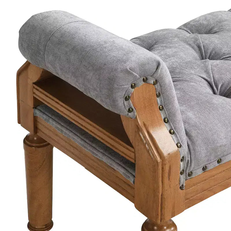 Banc de lit rembourré classique, ottoman capitonné, banc à chaussures de style Mid-Century pour entrée, tabouret de coiffeuse rembourré avec accoudoirs roulés - ModernLuxe
