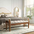 Upholstered Bed Bench Classic Button-Tufted Ottoman Mid-Century Entryway Shoe Bench Padded Vanity Stool Footstool with Rolled Arms - ModernLuxe