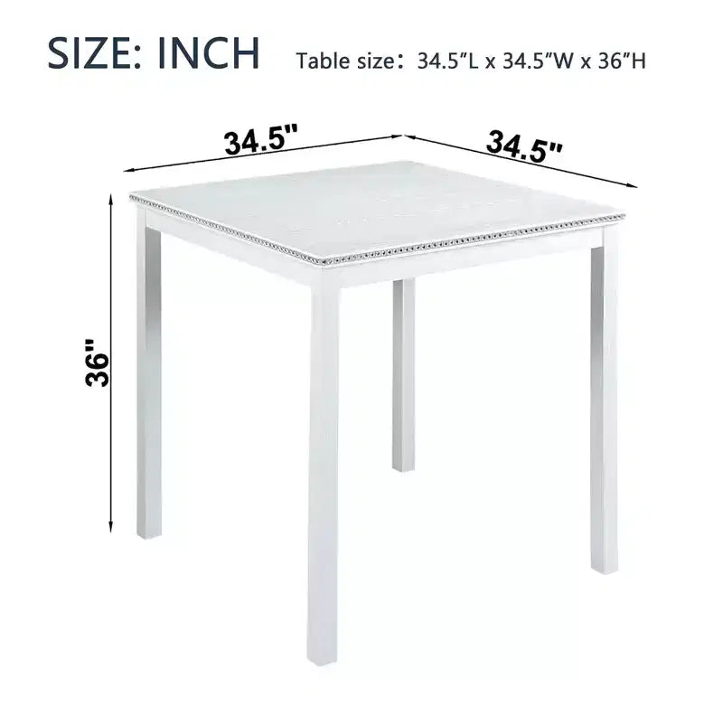 MAYEERTY Table de salle à manger carrée en bois, hauteur comptoir, table de cuisine blanche pour 4 personnes, pour petits espaces