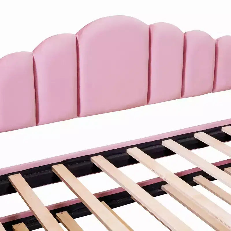 Canapé-lit rembourré double avec lit gigogne et station de recharge USB, lit de repos en velours pour chambre à coucher, rose