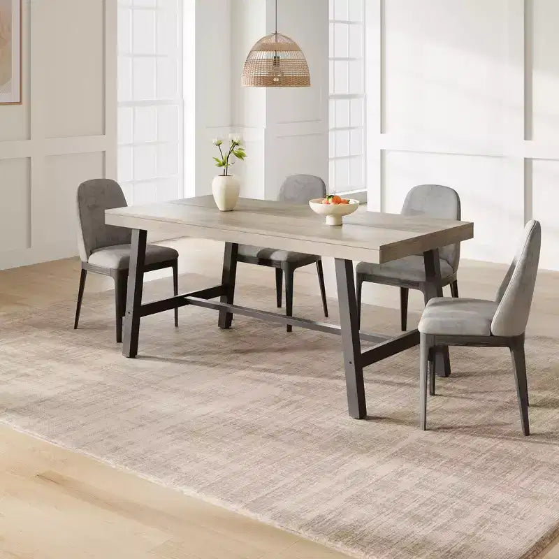 Table de salle à manger industrielle Acekool, table de cuisine rectangulaire pour 4-6 personnes, design rustique en bois et métal
