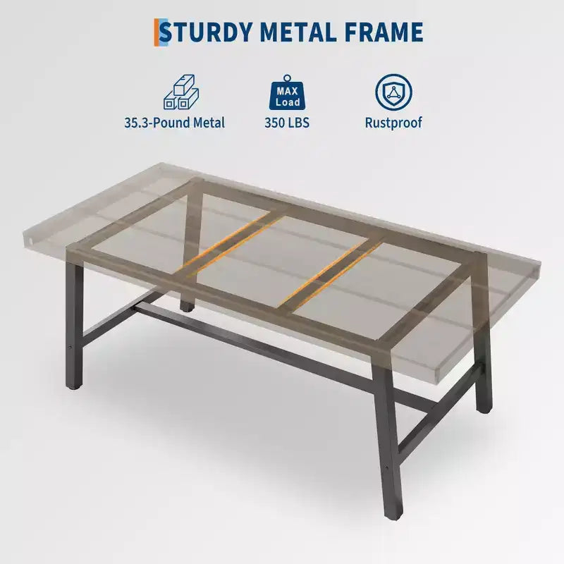 Table de salle à manger industrielle Acekool, table de cuisine rectangulaire pour 4-6 personnes, design rustique en bois et métal