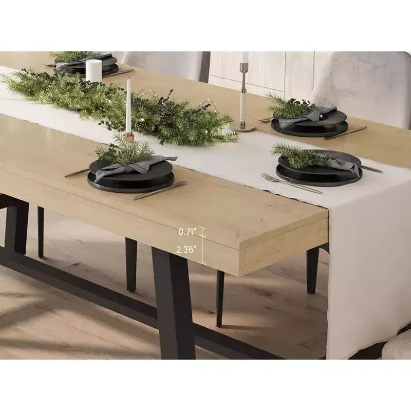 Table de salle à manger industrielle Acekool, table de cuisine rectangulaire pour 4-6 personnes, design rustique en bois et métal