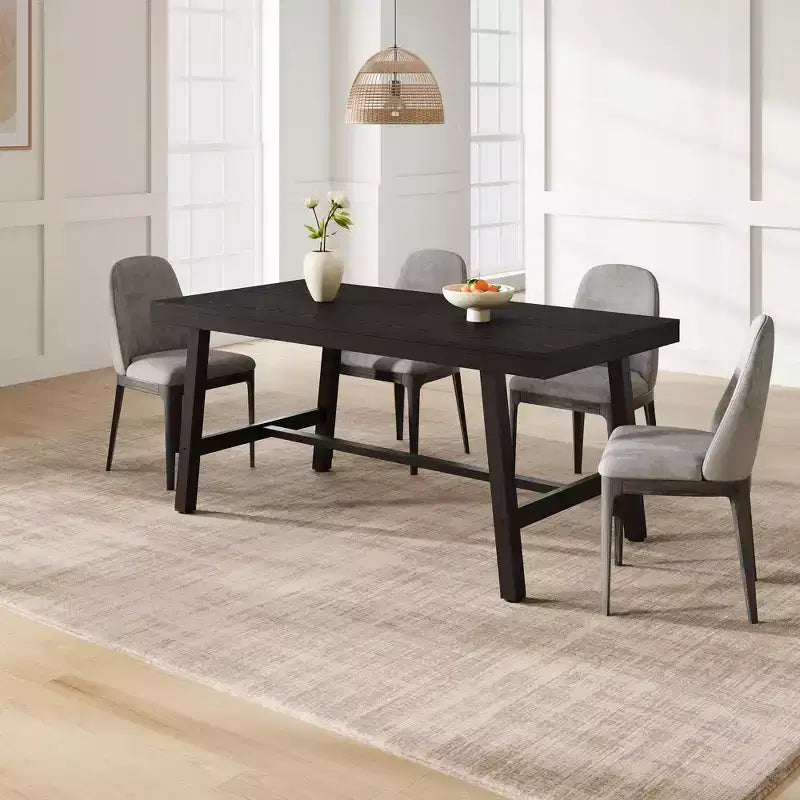Table de salle à manger industrielle Acekool, table de cuisine rectangulaire pour 4-6 personnes, design rustique en bois et métal