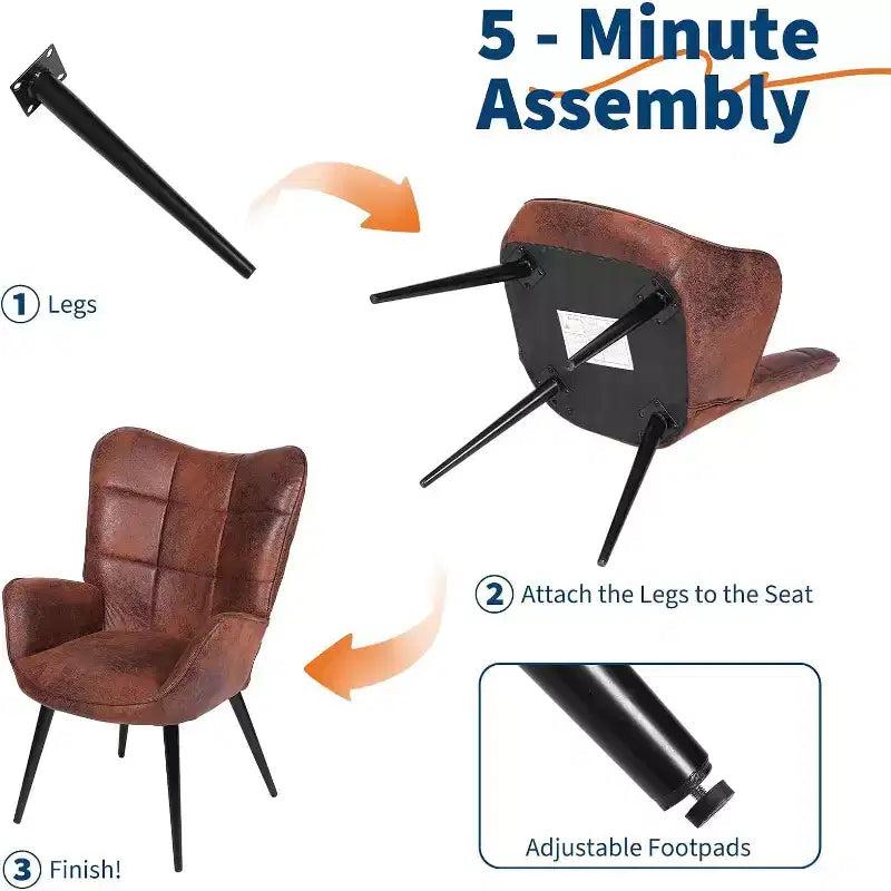 Chaise de salle à manger moderne Acekool, chaise d'appoint mi-siècle en similicuir avec pieds en métal et dossier pour salle à manger, cuisine