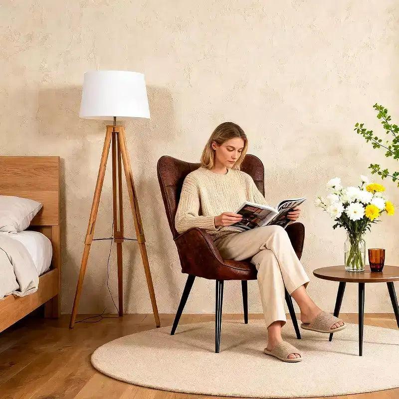 Chaise de salle à manger moderne Acekool, chaise d'appoint mi-siècle en similicuir avec pieds en métal et dossier pour salle à manger, cuisine