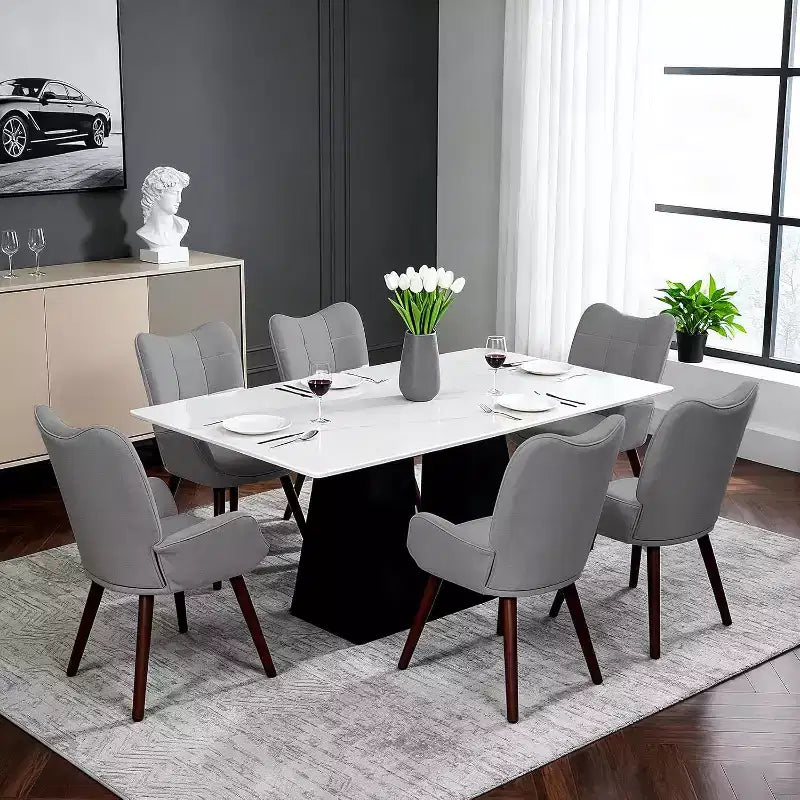 Chaise de salle à manger moderne Acekool, chaise d'appoint mi-siècle en similicuir avec pieds en métal et dossier pour salle à manger, cuisine