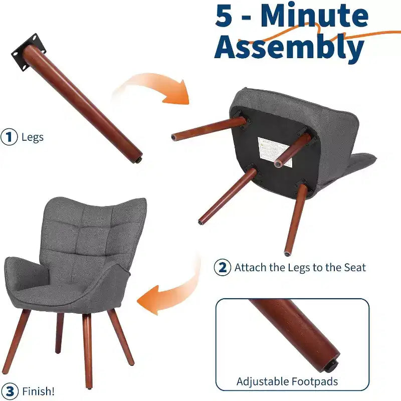 Chaise de salle à manger moderne Acekool, chaise d'appoint mi-siècle en similicuir avec pieds en métal et dossier pour salle à manger, cuisine