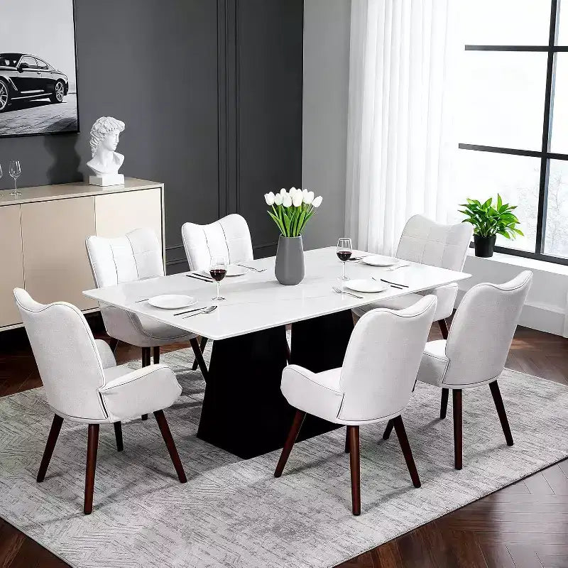Chaise de salle à manger moderne Acekool, chaise d'appoint mi-siècle en similicuir avec pieds en métal et dossier pour salle à manger, cuisine