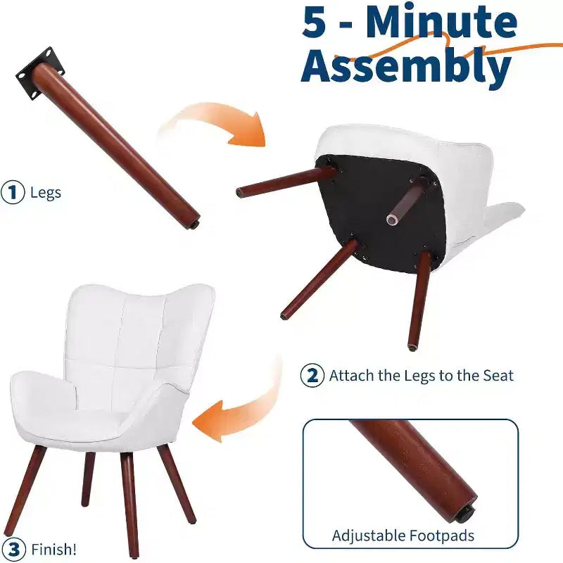 Chaise de salle à manger moderne Acekool, chaise d'appoint mi-siècle en similicuir avec pieds en métal et dossier pour salle à manger, cuisine