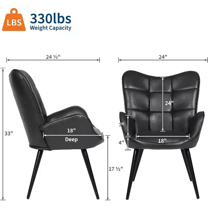 Chaise de salle à manger moderne Acekool, chaise d'appoint mi-siècle en similicuir avec pieds en métal et dossier pour salle à manger, cuisine