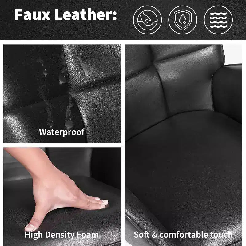 Chaise de salle à manger moderne Acekool, chaise d'appoint mi-siècle en similicuir avec pieds en métal et dossier pour salle à manger, cuisine