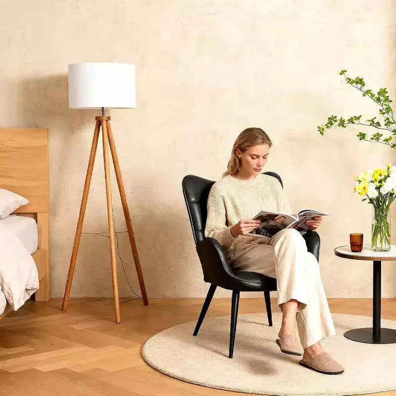 Chaise de salle à manger moderne Acekool, chaise d'appoint mi-siècle en similicuir avec pieds en métal et dossier pour salle à manger, cuisine