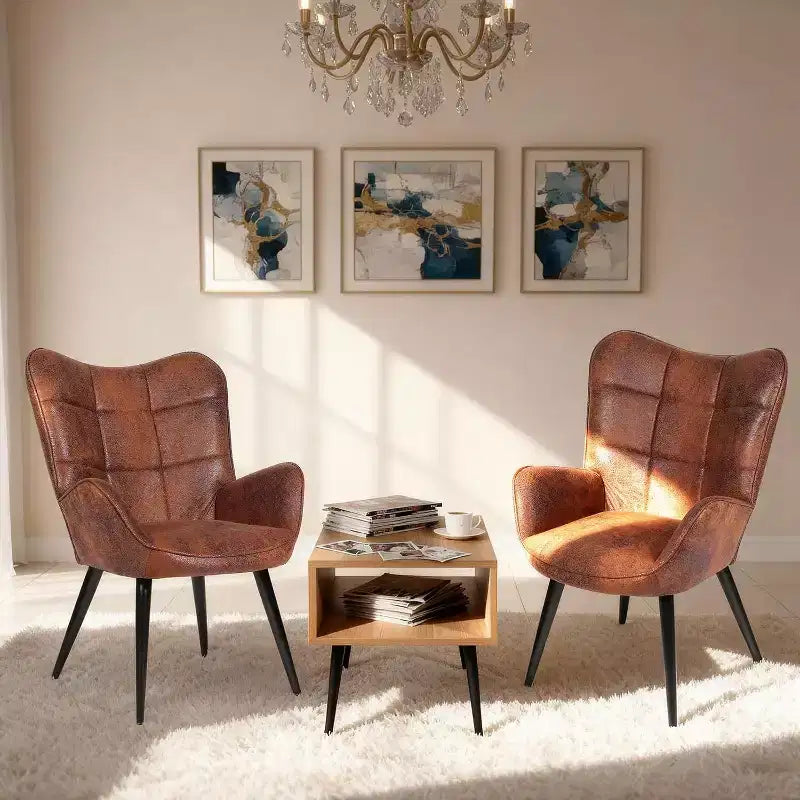 Chaise de salle à manger moderne Acekool, chaise d'appoint mi-siècle en similicuir avec pieds en métal et dossier pour salle à manger, cuisine