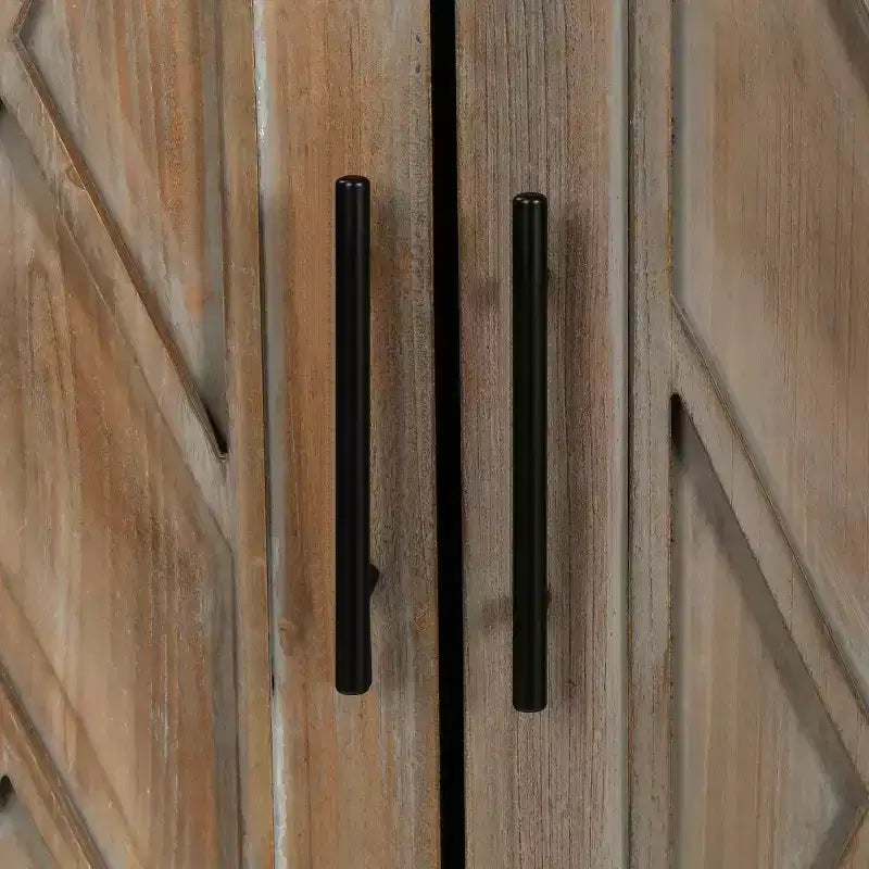 Buffet bahut de ferme moderne de 60 po, armoire de rangement d'appoint à 4 portes à motif géométrique avec étagères réglables - Panipeachy