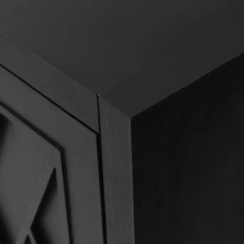 Buffet bahut de ferme moderne de 60 po, armoire de rangement d'appoint à 4 portes à motif géométrique avec étagères réglables - Panipeachy