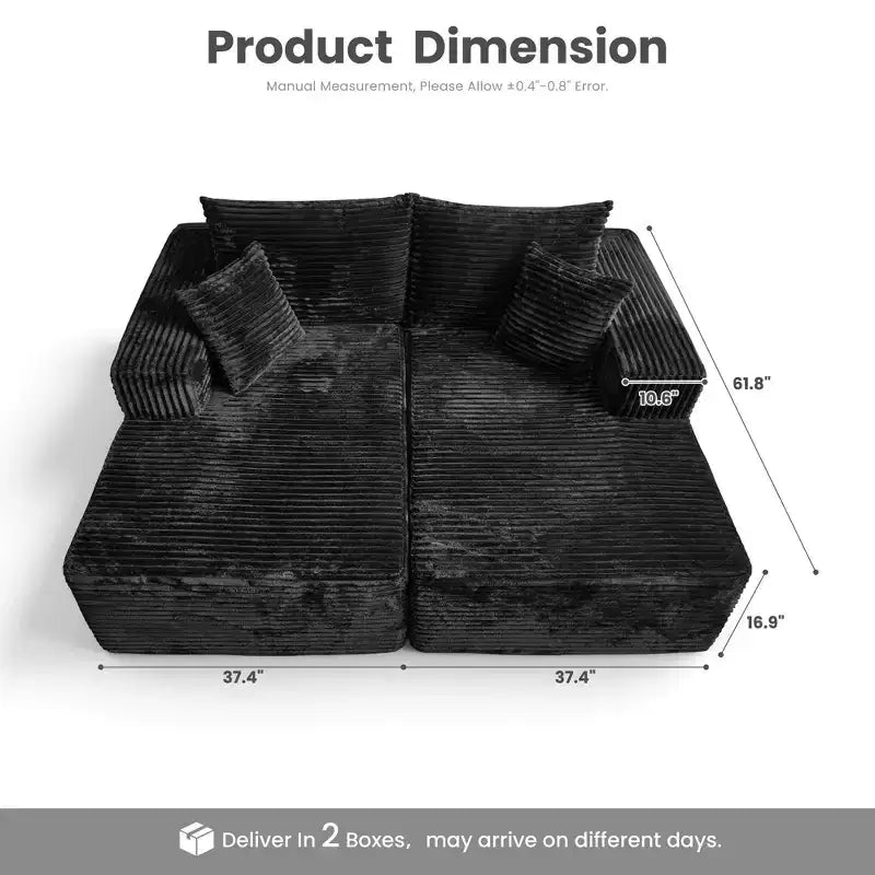 Canapé d'angle HOMLUX sans montage avec mousse haute densité et assise confortable, canapé moelleux standard