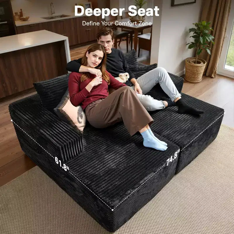 Canapé d'angle HOMLUX sans montage avec mousse haute densité et assise confortable, canapé moelleux standard