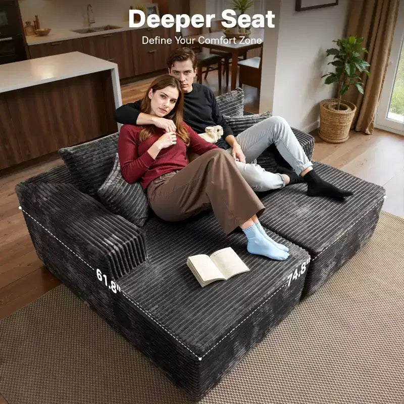 Canapé d'angle HOMLUX sans montage avec mousse haute densité et assise confortable, canapé moelleux standard