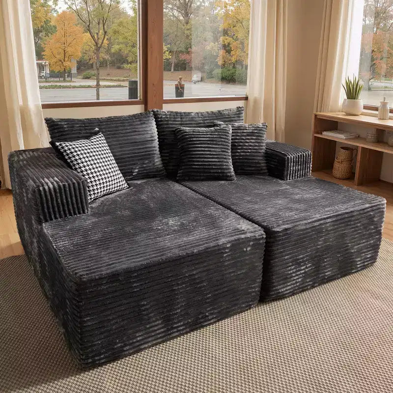 Canapé d'angle HOMLUX sans montage avec mousse haute densité et assise confortable, canapé moelleux standard