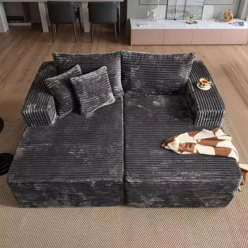 Canapé d'angle HOMLUX sans montage avec mousse haute densité et assise confortable, canapé moelleux standard