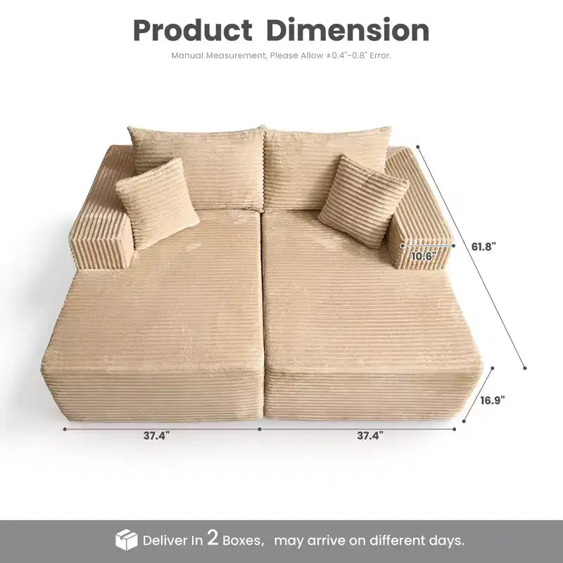 Canapé d'angle HOMLUX sans montage avec mousse haute densité et assise confortable, canapé moelleux standard