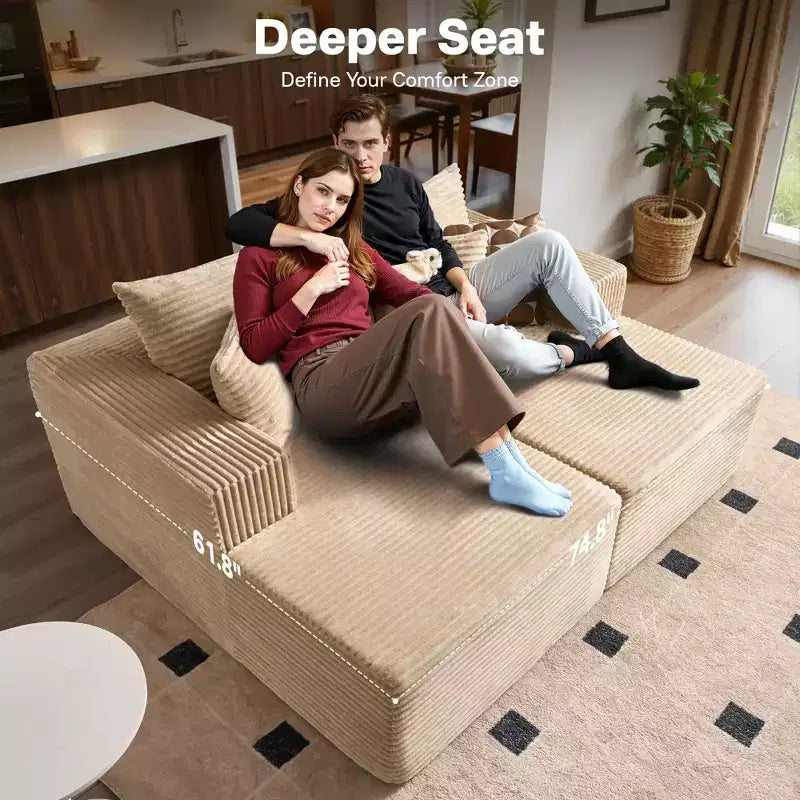 Canapé d'angle HOMLUX sans montage avec mousse haute densité et assise confortable, canapé moelleux standard