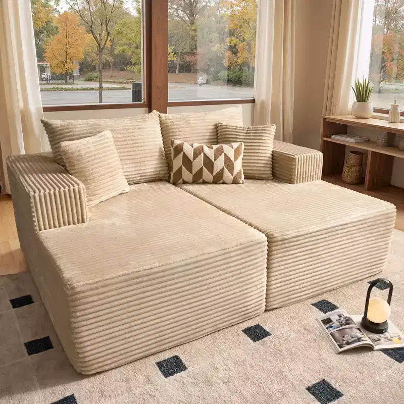 Canapé d'angle HOMLUX sans montage avec mousse haute densité et assise confortable, canapé moelleux standard