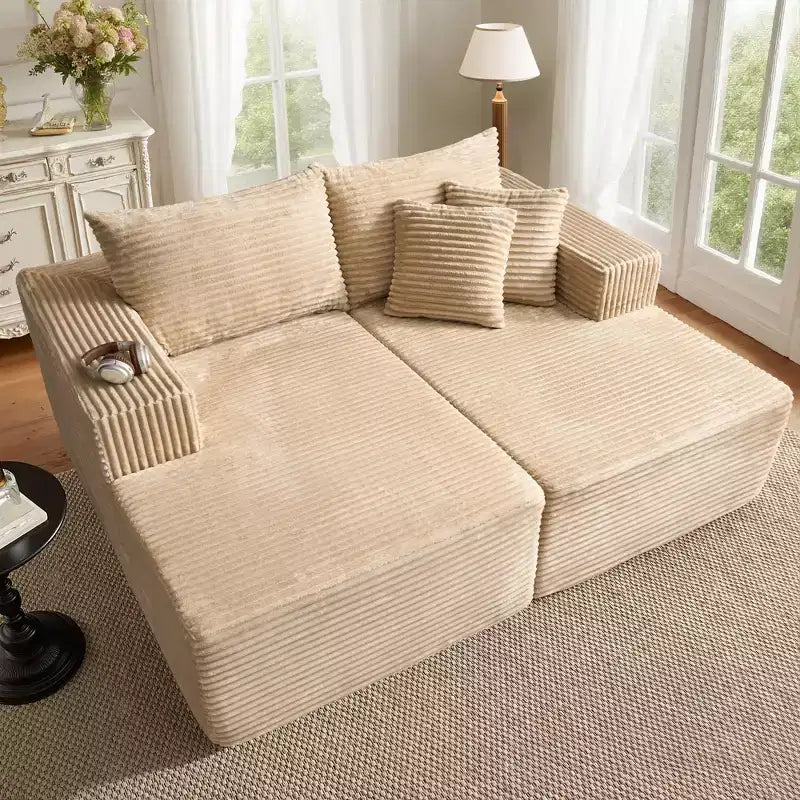 HOMLUX No Assembly Sectional Sofa with High Density Foam and Comfortable Seating, Stardard Plush Couch
