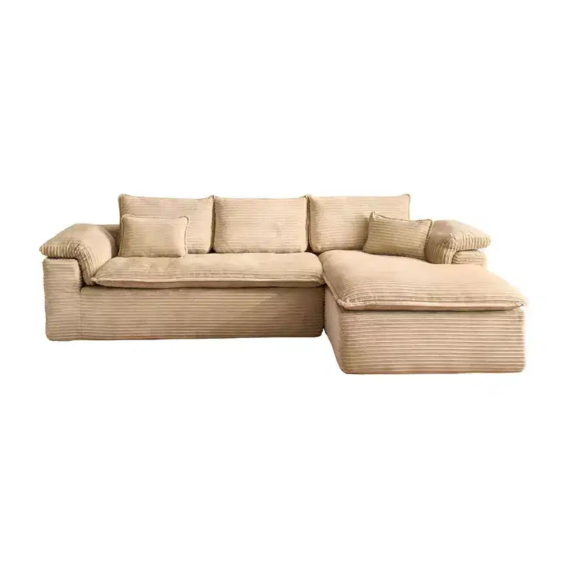HOMLUX 112 Canapé d'angle moderne avec accoudoirs courbés, revêtement en velours côtelé moelleux, aucun assemblage requis