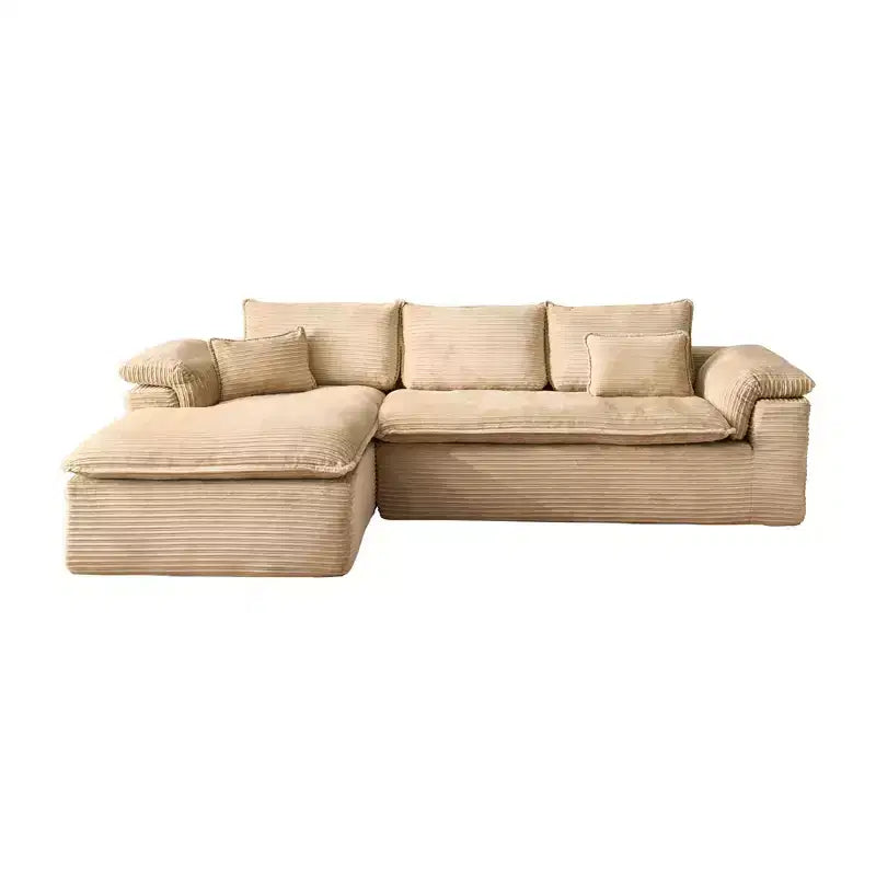 HOMLUX 112 Canapé d'angle moderne avec accoudoirs courbés, revêtement en velours côtelé moelleux, aucun assemblage requis