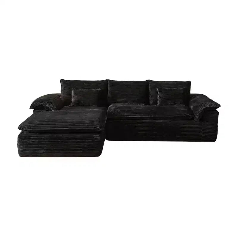 HOMLUX 112 Canapé d'angle moderne avec accoudoirs courbés, revêtement en velours côtelé moelleux, aucun assemblage requis