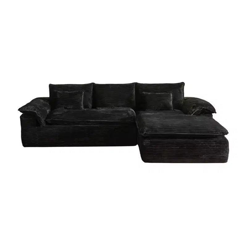 HOMLUX 112 Canapé d'angle moderne avec accoudoirs courbés, revêtement en velours côtelé moelleux, aucun assemblage requis