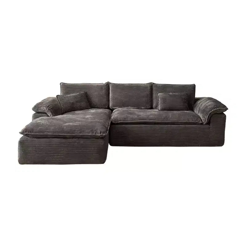 HOMLUX 112 Canapé d'angle moderne avec accoudoirs courbés, revêtement en velours côtelé moelleux, aucun assemblage requis