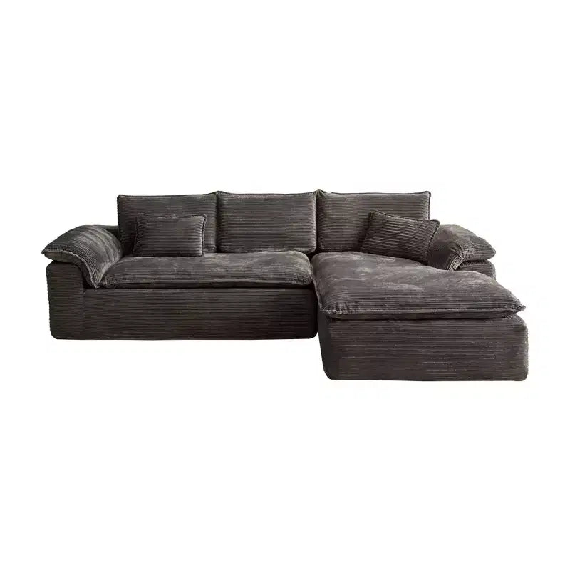 HOMLUX 112 Canapé d'angle moderne avec accoudoirs courbés, revêtement en velours côtelé moelleux, aucun assemblage requis