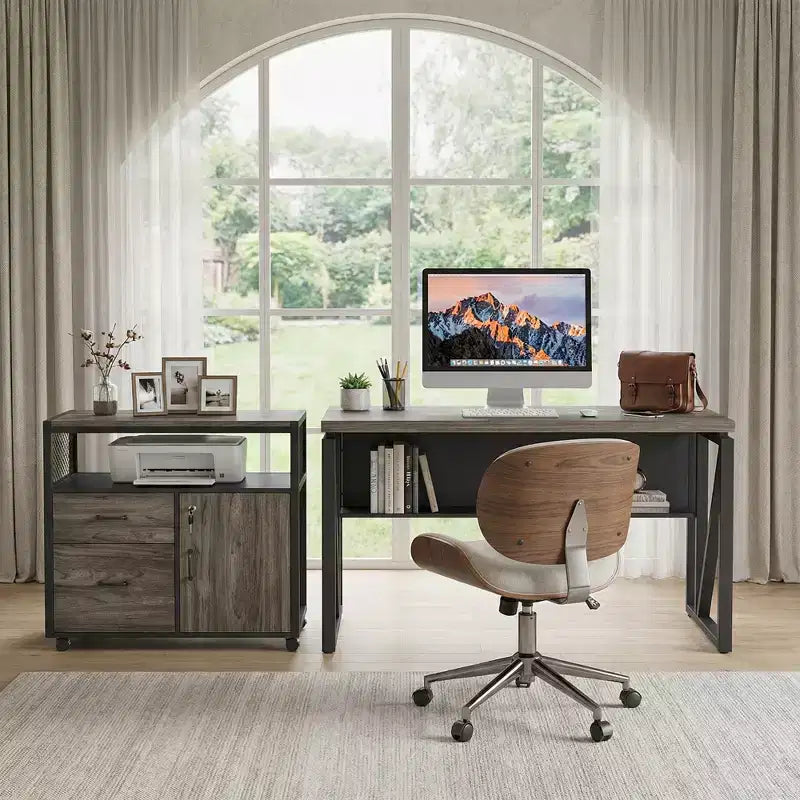 MAYEERTY 55 Bureau informatique, Table de bureau avec étagère de rangement inférieure