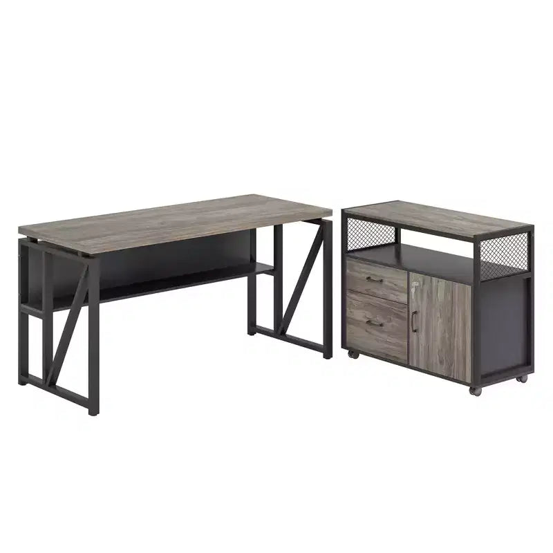 MAYEERTY 55 Bureau informatique, Table de bureau avec étagère de rangement inférieure