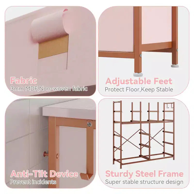 Commode de chambre à 12 tiroirs, commode de couloir, d'entrée, unité de rangement avec tissu, cadre métallique robuste