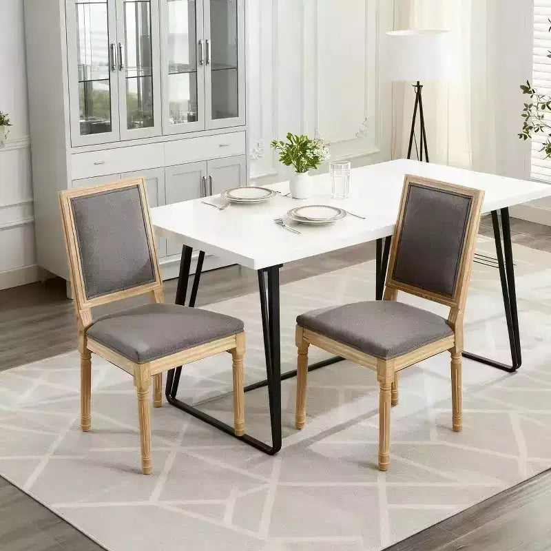 Lot de 2 chaises de salle à manger Homy Casa avec dossier carré rembourré et cadre en bois massif